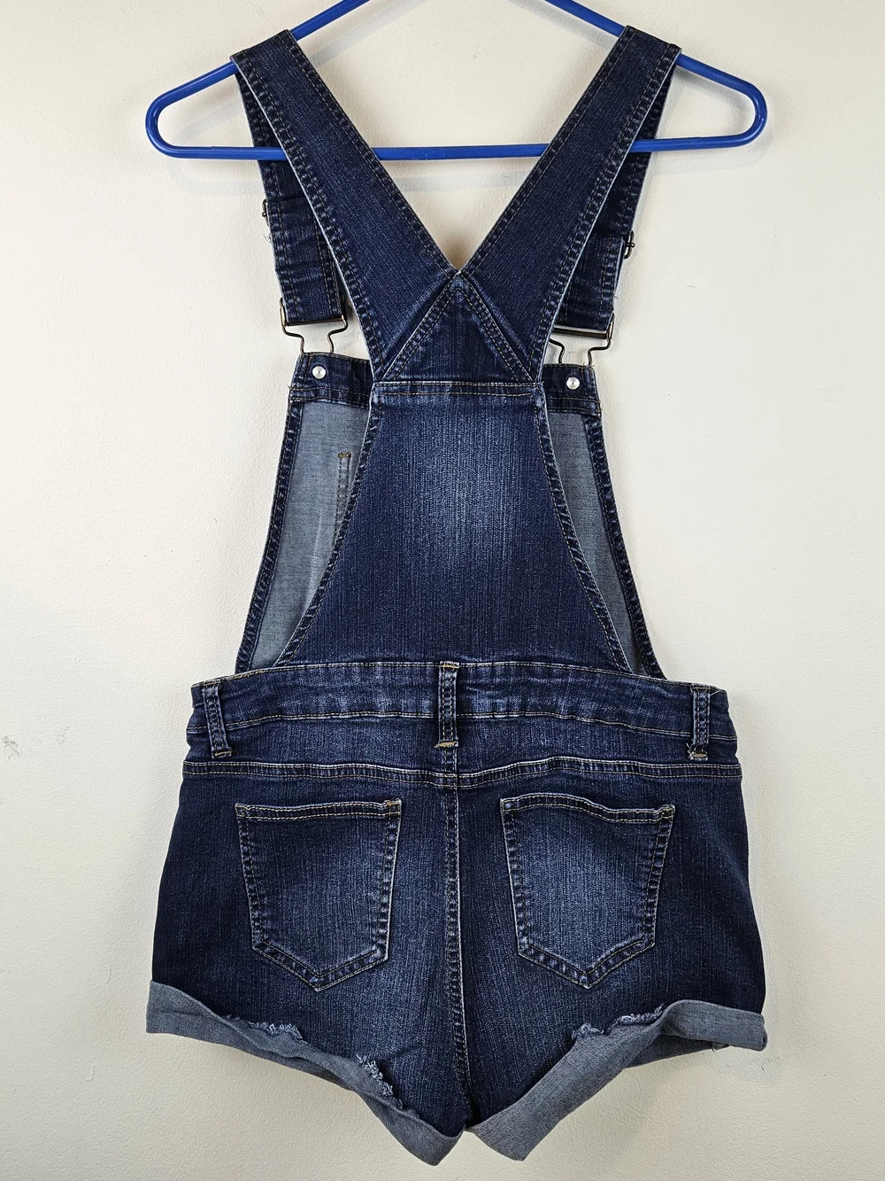 Blue Spice Dark Wash Denim Short Overalls Blue Size 7 - Picture 2 of 14